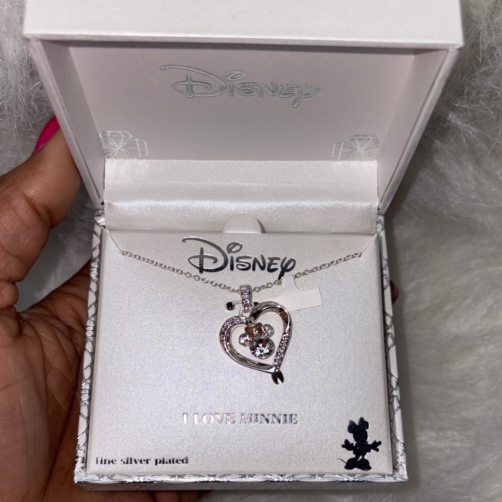 Disney Silver and Rose Gold  Minnie Heart Necklace